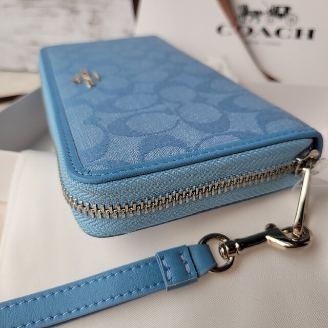 COACH - 【新品未使用】COACH コーチ 長財布 シグネチャー 水色 デニム