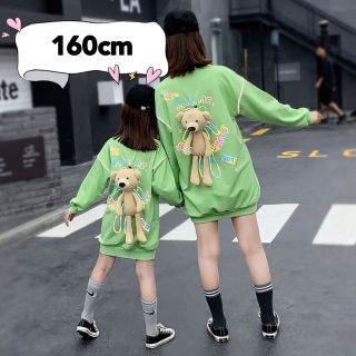 ぬいぐるみ熊ちゃん付き　ワンピース　キッズ服　子ども服　160cm(ワンピース)