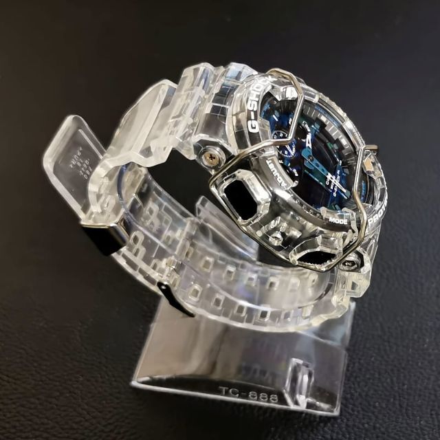 CASIO(カシオ)のG-SHOCK GA-100[スケルトンベゼル・ベルト] + バンパー + 遊環 メンズの時計(腕時計(アナログ))の商品写真