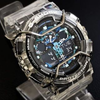 カシオ(CASIO)のG-SHOCK GA-100[スケルトンベゼル・ベルト] + バンパー + 遊環(腕時計(アナログ))