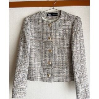 ザラ(ZARA)のZARA ツイードジャケット(ノーカラージャケット)