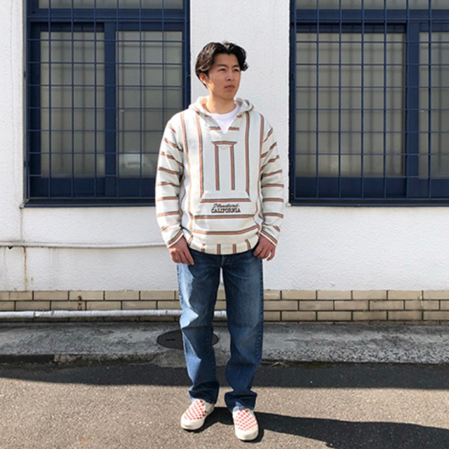 STANDARD CALIFORNIA(スタンダードカリフォルニア)のSD Stripe Comfortable Baja Hoodie ナチュラルM メンズのトップス(パーカー)の商品写真