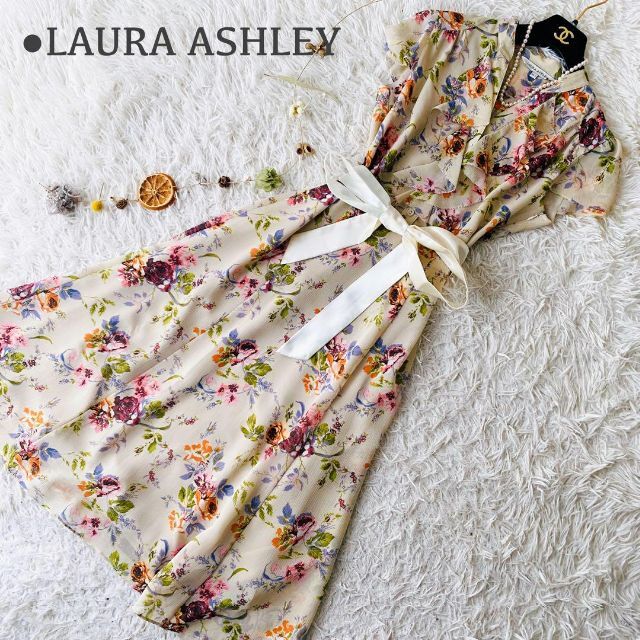 SALE／%OFF LAURA ASHLEY 花柄 フレア ロング ワンピース ad