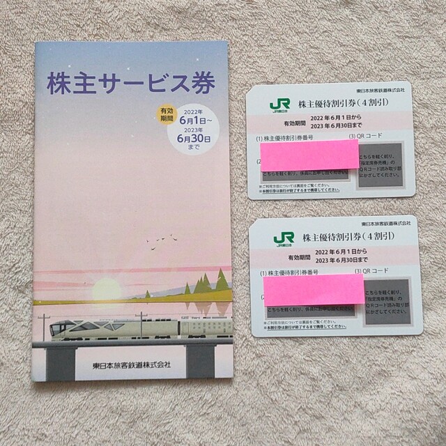 JR(ジェイアール)のJR東日本 株主優待割引券 2枚＆ 株主サービス券 チケットの乗車券/交通券(鉄道乗車券)の商品写真