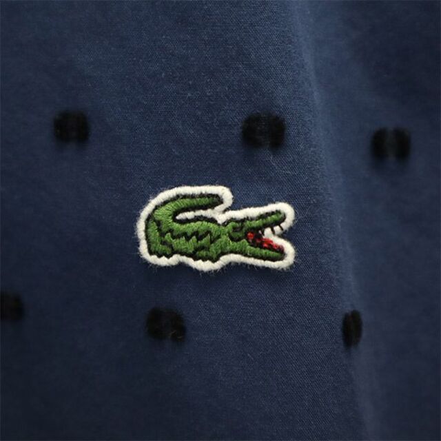 ラコステ 総柄 長袖 ボタンダウンシャツ 39 ブルー LACOSTE コットンシャツ メンズ 【中古】 【230405】 メール便可