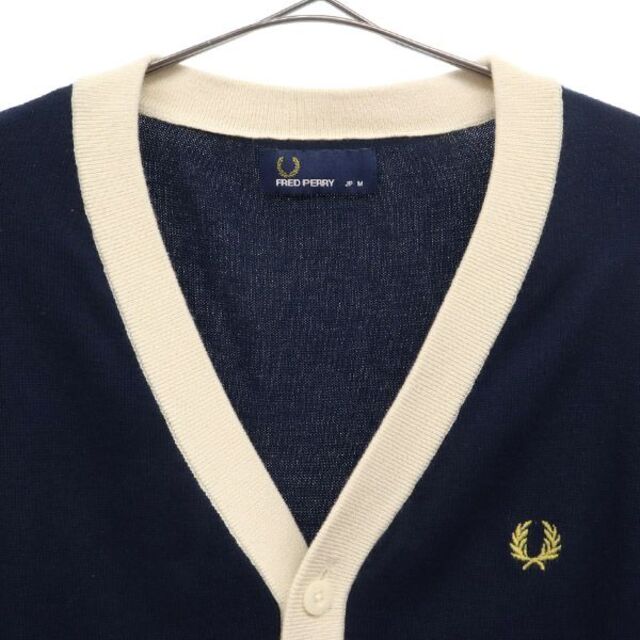 フレッドペリー ライン コットンブレンド ニット 長袖 カーディガン M ネイビー系 FRED PERRY レディース 【中古】 【230405】