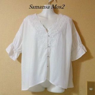 サマンサモスモス(SM2)のSamansa Mos2マンサモスモス♡スカラップお花刺繍ブラウス(シャツ/ブラウス(半袖/袖なし))