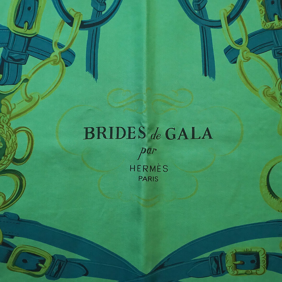 エルメス カレジェアン ウォッシュ 140 BRIDES de GALA ブリッド ドゥ ガラ 式典用馬勒 大判 ストール ショール スカーフ シルク100％ グリーン 緑 箱付 HERMES（新品・未使用品）