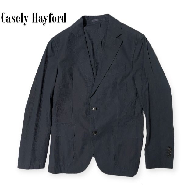 36 Casely-Hayford ネイビー サッカー テーラードジャケット