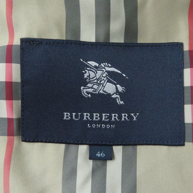 BURBERRY(バーバリー)の美品☆正規品 BURBERRY LONDON バーバリーロンドン FR723-700 ベルト・ロゴボタン付 ナイロン トレンチコート ブラック 46 レディース♪ J06-st30302-361 レディースのジャケット/アウター(トレンチコート)の商品写真