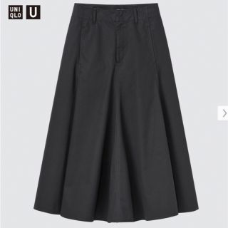 ユニクロ(UNIQLO)のUNIQLO コットンツイルフレアスカート　黒(ロングスカート)