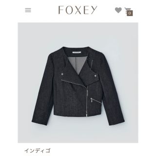 フォクシー(FOXEY)のfoxey フォクシー　今期　デニム　ライダースジャケット　38 未使用(ライダースジャケット)