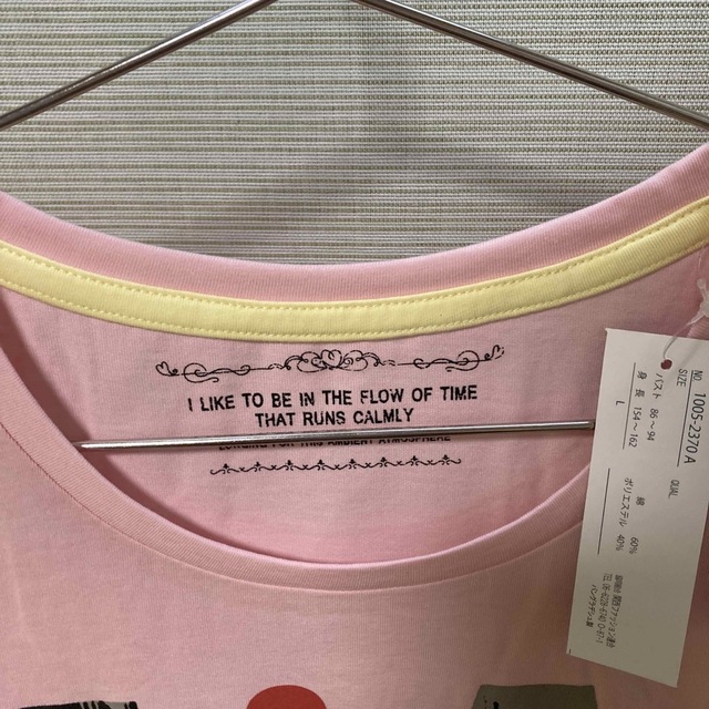 Tシャツ　L ピンク　 レディースのトップス(Tシャツ(半袖/袖なし))の商品写真