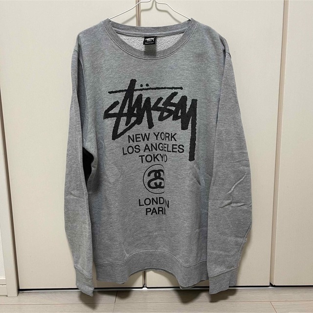 ステューシー STUSSY スウェット ワールドツアー グレー Lサイズ