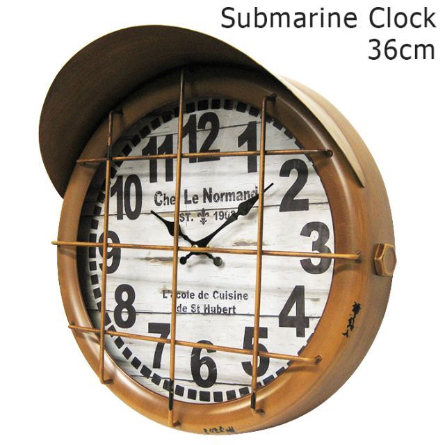 サブマリン クロック イエローブラウン (潜水艦) 壁面 掛け時計 つや消し