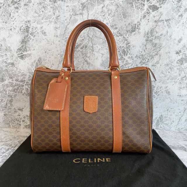 CELINE オールドセリーヌ マカダム トリオンフ レザー ミニボストンM14