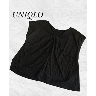 ユニクロ(UNIQLO)のUNIQLO ユニクロ　2WAY タック　デザインTシャツ　黒　ブラック　M(カットソー(半袖/袖なし))
