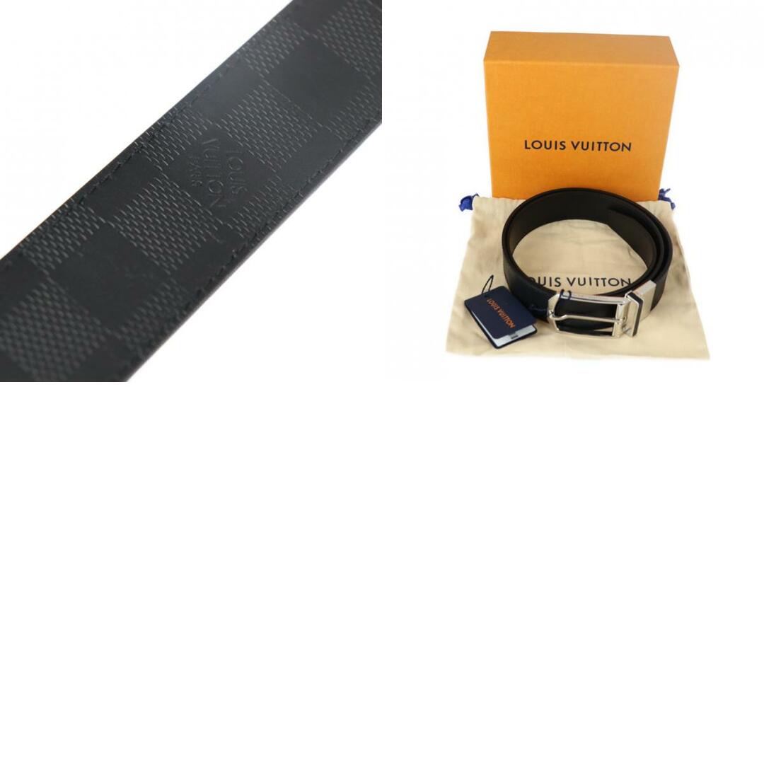 LOUIS VUITTON ルイ ヴィトン サンチュール スレンダー 35MM リバーシブル ベルト M9906T ダミエアンフィニ カーフレザー オニキス シルバー金具 ビトン 95/38【本物保証】