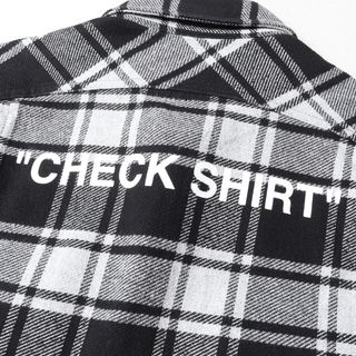 OFF-WHITE オフホワイト QUOTE グレーチェックシャツ S