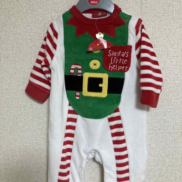 　お値下げしました。クリスマス　ベビー　ロンパース　サンタコスチューム キッズ/ベビー/マタニティのベビー服(~85cm)(ロンパース)の商品写真
