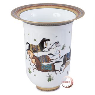 エルメス(Hermes)のHERMES エルメス Cheval d'Orient vase, very large model シュヴァルドリアン ベリーラージベース 009858P 花瓶【中古】(花瓶)