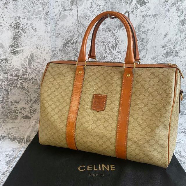 美品 CELINE セリーヌ マカダム トリオンフ レザー ミニ ボストン-