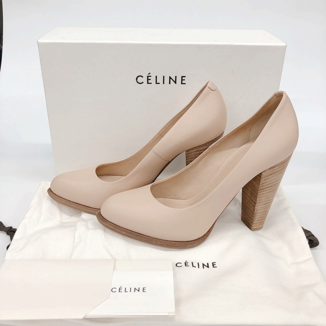 [USED/]CELINE セリーヌ パンプス コーンヒール パンプス ヌードカラー Cone Heel Pumps 105 Nude ベージュ ブラウン 36  ai-tdc-24026