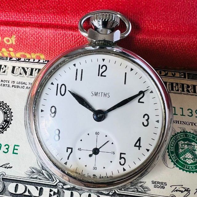 美品【動作良好】イギリス SMITHS スミス 懐中時計 手巻き シルバー 銀