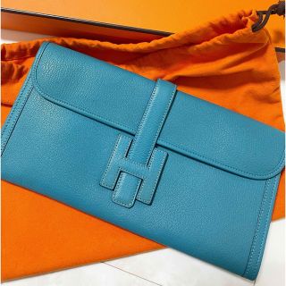 HERMES エルメス ジジェ エラン クラッチバッグ シェーブル ブルー ...