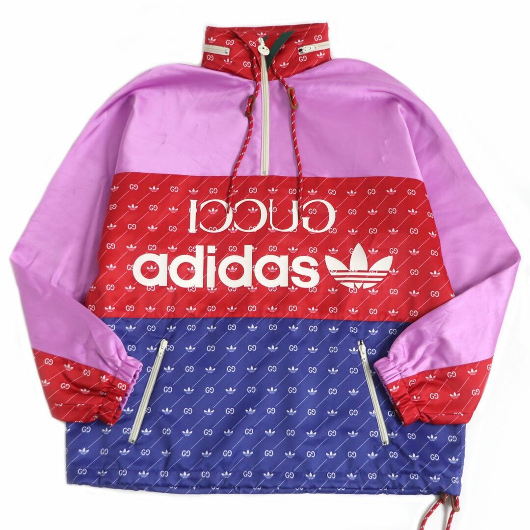 【adidas originals】トレフォイル柄ナイロンジャケット　総柄　赤