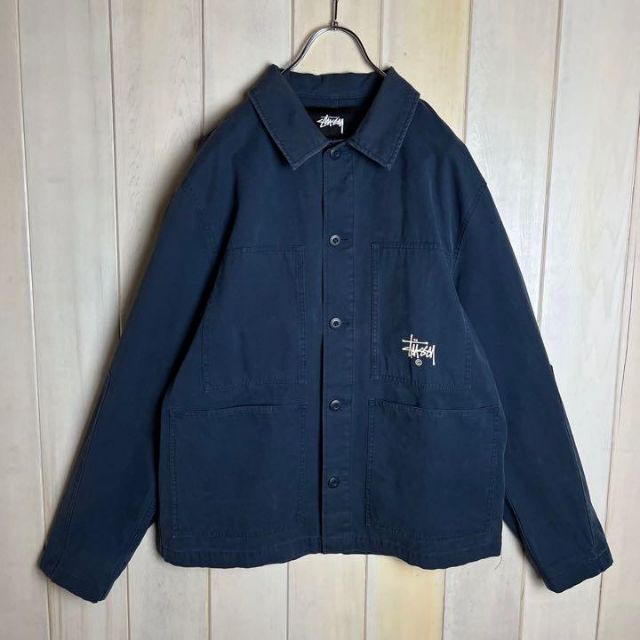 人気デザイン】ステューシー☆ワンポイントロゴ入りジャケット 入手