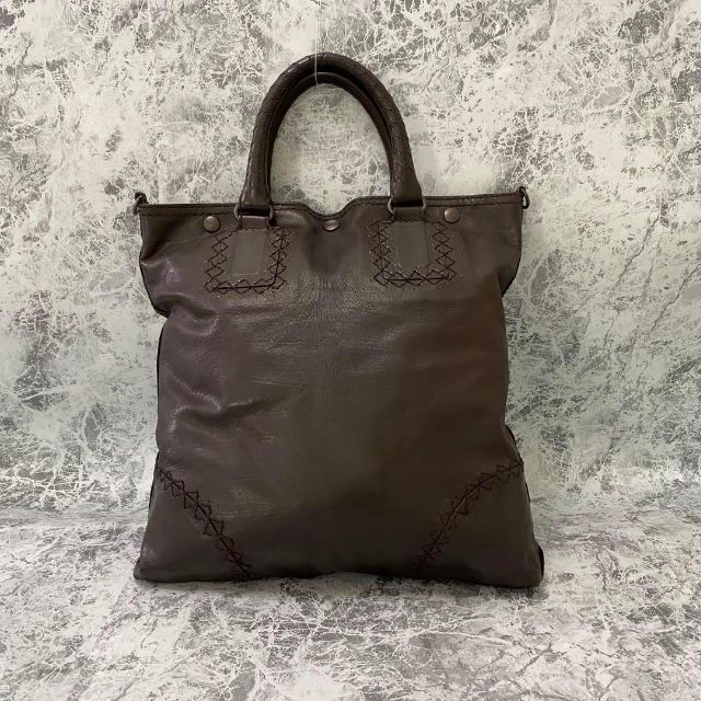 Bottega Veneta(ボッテガヴェネタ)のボッテガヴェネタ イントレチャート トートバッグ ハンドバッグ レザー ブラウン レディースのバッグ(トートバッグ)の商品写真