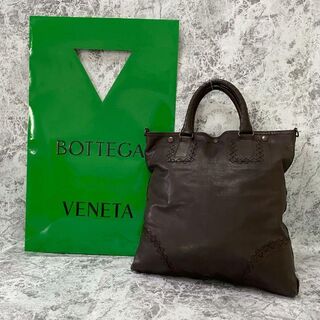 ボッテガヴェネタ(Bottega Veneta)のボッテガヴェネタ イントレチャート トートバッグ ハンドバッグ レザー ブラウン(トートバッグ)