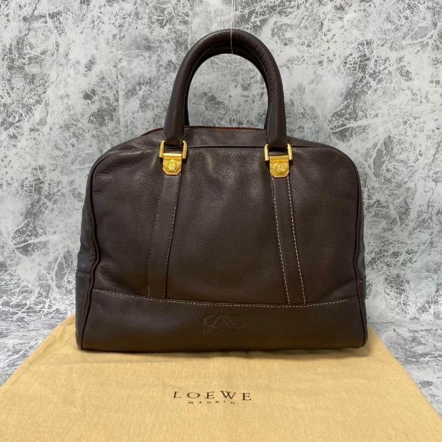 ロエベ LOEWE アマソナ ハンドバッグ ボストン レザー ブラウン ロゴ金具