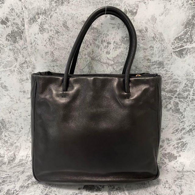 極美品 PRADA プラダ ミニ ハンドバッグ レザー ブラック ロゴ型押し