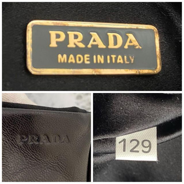 極美品 PRADA プラダ ミニ ハンドバッグ レザー ブラック ロゴ型押し 6