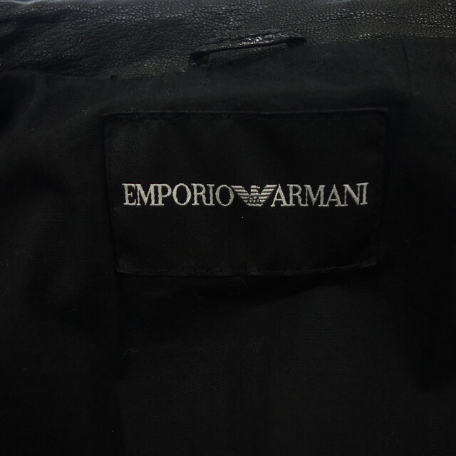 Emporio Armani(エンポリオアルマーニ)のエンポリオアルマーニ レザージャケット ステッチ メンズ 黒【AFG1】 メンズのジャケット/アウター(レザージャケット)の商品写真