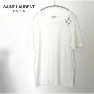 サンローラン(Saint Laurent)の最安値【激レア】サンローラン パリ ロゴ サイン オーバーサイズ Tシャツ 白(Tシャツ/カットソー(半袖/袖なし))