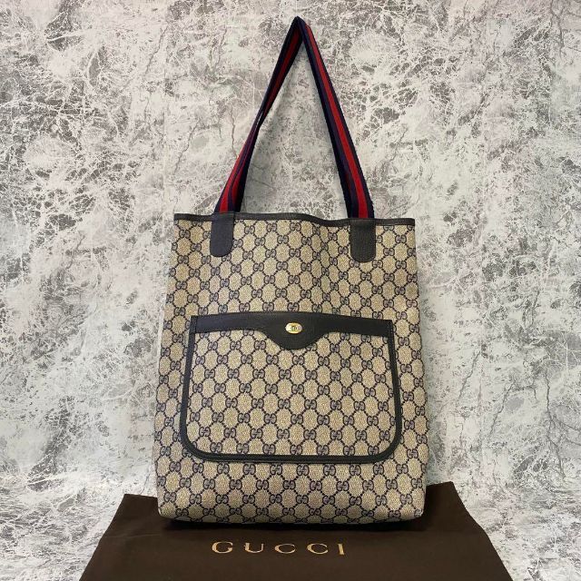 GUCCI オールドグッチ GGプラス シェリーライン トートバッグ レザー-