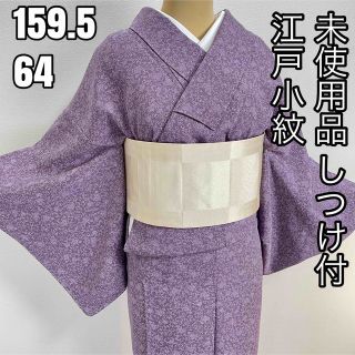 未使用品『しつけ付』着物　江戸小紋　正絹 k176(着物)