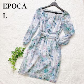 エポカ(EPOCA)の《最終価格》EPOCA エポカ 水彩画 シフォンワンピース ITL42 L相当(ひざ丈ワンピース)