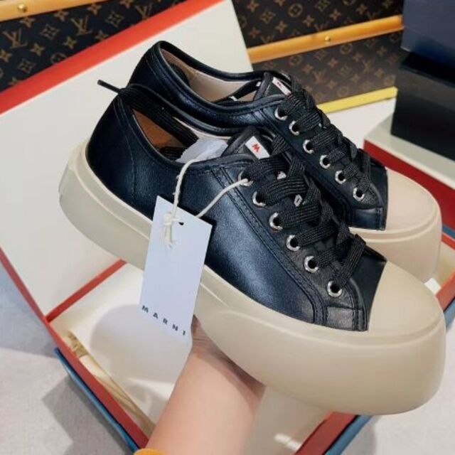 2022公式店舗 MARNIマルニパプロスニーカー白レザー37 マルニパプロ