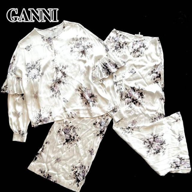 GANNI』花柄 レーヨン ブラウス パンツ セットアップ 特別オファー 32