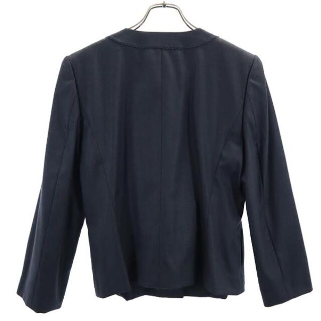 DAKS(ダックス)のダックス 日本製 ウールブレンド ノーカラージャケット 42 ネイビー系 DAKS レディース 【中古】  【230405】 レディースのジャケット/アウター(ロングコート)の商品写真