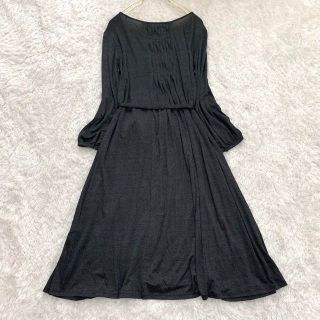 極美品✨アマカ フレアワンピース リボン グレー 40