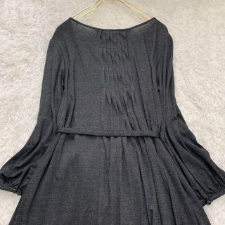 極美品✨アマカ フレアワンピース リボン グレー 40