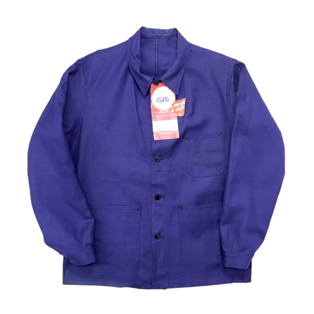 VINTAGE(ヴィンテージ)のデッドストック ビンテージ フレンチ ワーク ジャケット フランス 古着 紺 メンズのジャケット/アウター(カバーオール)の商品写真