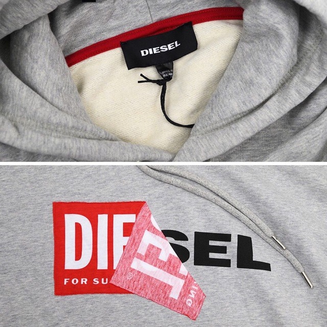 DIESEL(ディーゼル)のDIESEL パーカー XXL ロゴ　S-ALBY プルオーバー　グレー メンズのトップス(パーカー)の商品写真