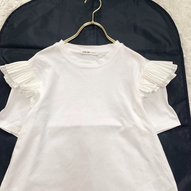 極美品アディアム カットソー フリル ホワイト シャツ半袖/袖