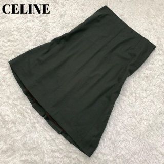 CELINE ウール/カシミヤ/シルクオーガンジープリーツスカート 黒